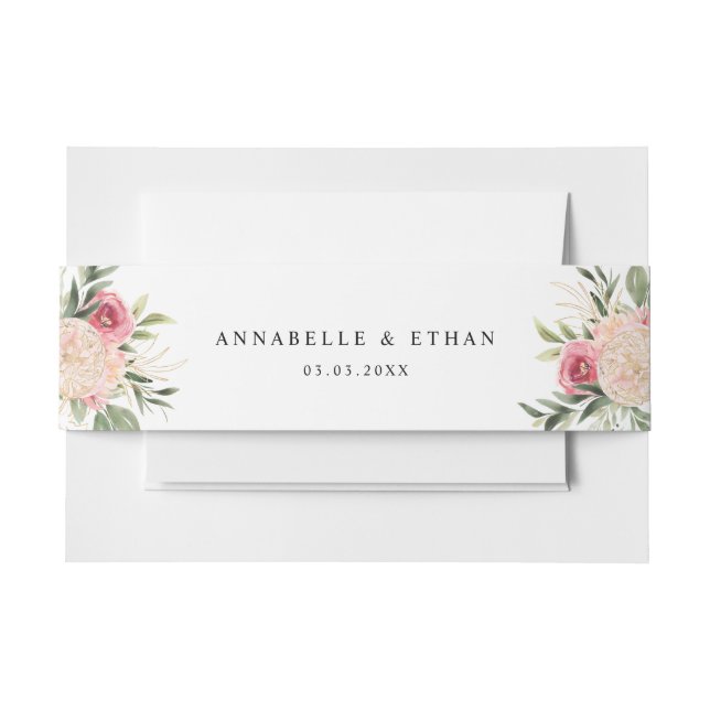 Peony and Gold Foil Bloom Belly Band (Front Example)