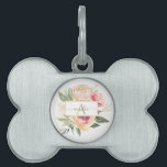 Peony and Gold Foil Bloom Monogram Name Pet Tag<br><div class="desc">Designed to coordinate with our Peony Bloom Monogram collection, this customizable ID Tag features luscious pink and gold peony flowers with green foliage. For more advanced customization of this design, e.g. changing layout, font or text size please click the "CUSTOMIZE" button above. Please note, gold foil is a printed effect...</div>