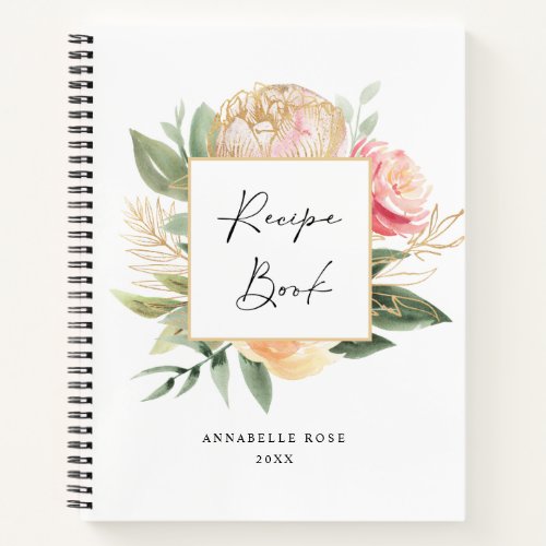 Peony and Gold Foil Bloom Notebook