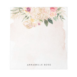 Peony and Gold Foil Bloom Notepad
