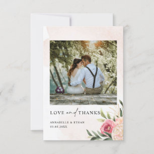 Peony and Gold Foil Bloom Wedding Thank You Card