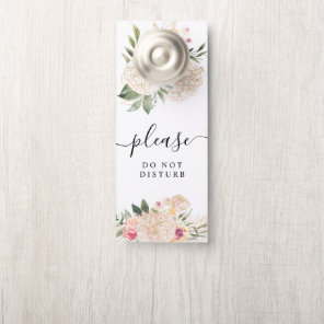 Peony and Gold Foil Blooms Door Hanger