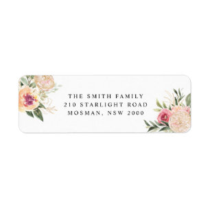 Peony and Gold Foil Blooms Label
