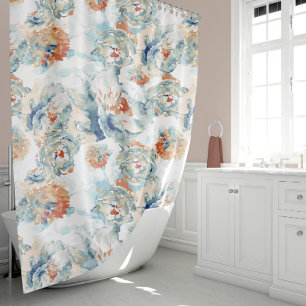 Peony And Hydrangea Blooms Autumn Colors Shower Curtain