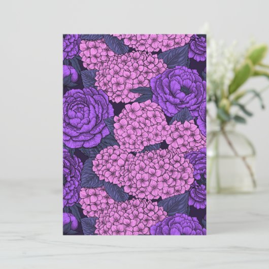 Peony and hydrangea in pink and violet (Standing Front)