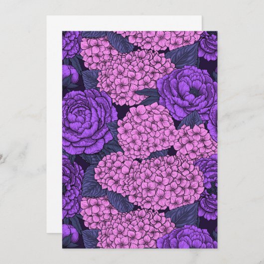 Peony and hydrangea in pink and violet (Front/Back)
