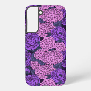 Peony and hydrangea in pink and violet samsung galaxy s22+ case