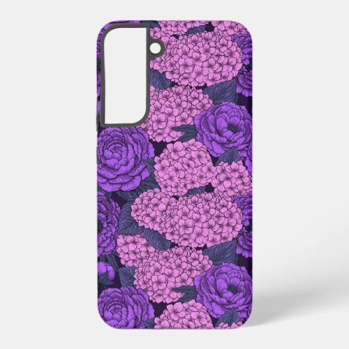 Peony and hydrangea in pink and violet samsung galaxy s22 case