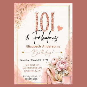 Peony and Perfume Fabulous 101st Birthday Invitation