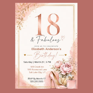 Peony and Perfume Fabulous 18th Birthday Invitation