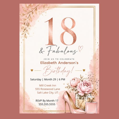 Peony and Perfume Fabulous 18th Birthday Invitation