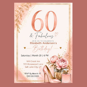 Peony and Perfume Fabulous 60th Birthday Invitation