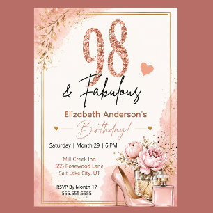 Peony and Perfume Fabulous 98th Birthday Invitation