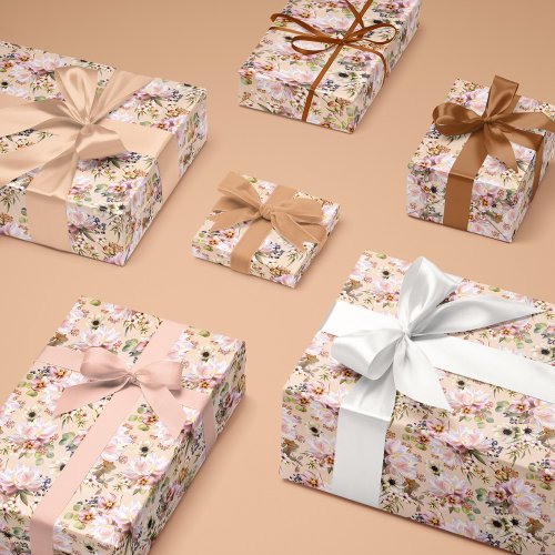 Peony Anemone Hellebore Eucalyptus Rustic Peach Wrapping Paper