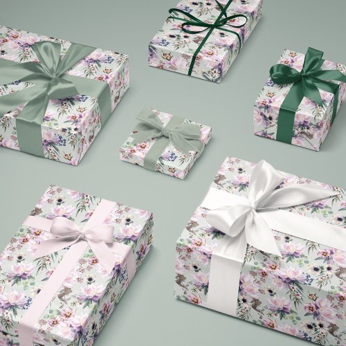 Peony Anemone Hellebore Eucalyptus Sage Green Wrapping Paper