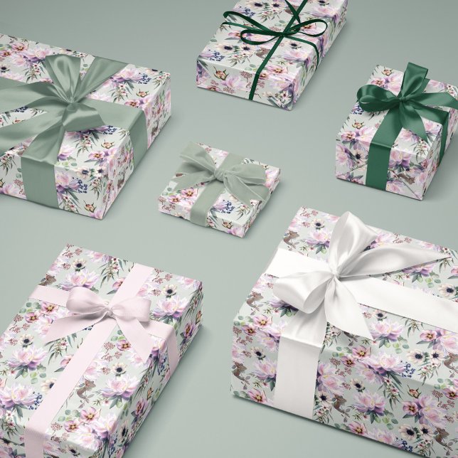Peony Anemone Hellebore Eucalyptus Sage Green Wrapping Paper (Peony Anemone Hellebore Eucalyptus Sage Green Wrapping Paper)