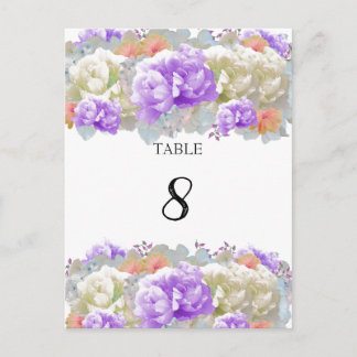 Peony Apricot and Plum Table Seating Number Card