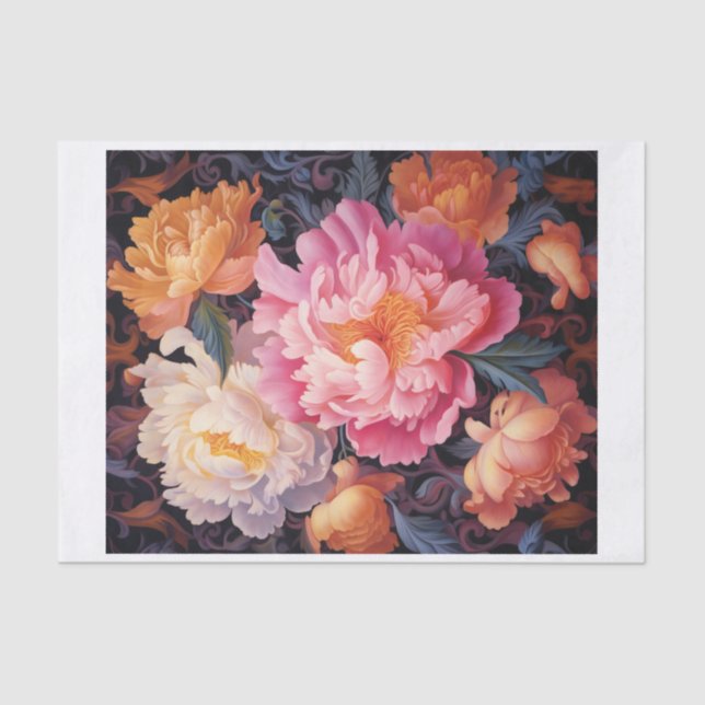 Peony Art for Decoupage  Tissue Paper (Front)