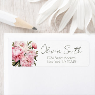Peony baby shower Elegant  Return Address Label