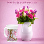 Peony Bliss Porcelain Pitcher<br><div class="desc">This woven pattern of floral design,  blooms bright,  in peony-like blossoms,  of pink and white,  with green leaves-highlighted,  in colors of olive,  and brown.</div>