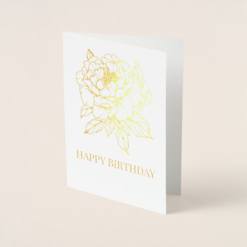 Peony Bloom Line art Foil Card