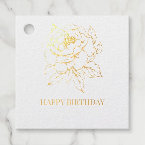 Peony Bloom Line art Foil Favor Tags