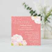 Peony Blooms Coral Bridal Shower Invitation (Standing Front)