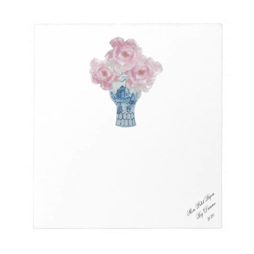 Peony Blue and White Ginger Jar Notepad