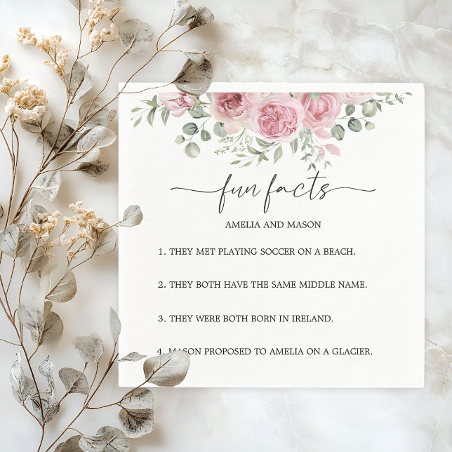 Peony Blush Floral Fun Facts Wedding Napkins (Peony Blush Floral Fun Facts Wedding Napkins)