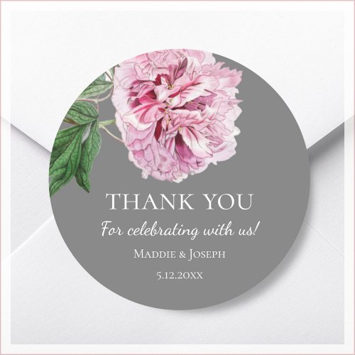 Peony Blush Wedding Thank You Stickers