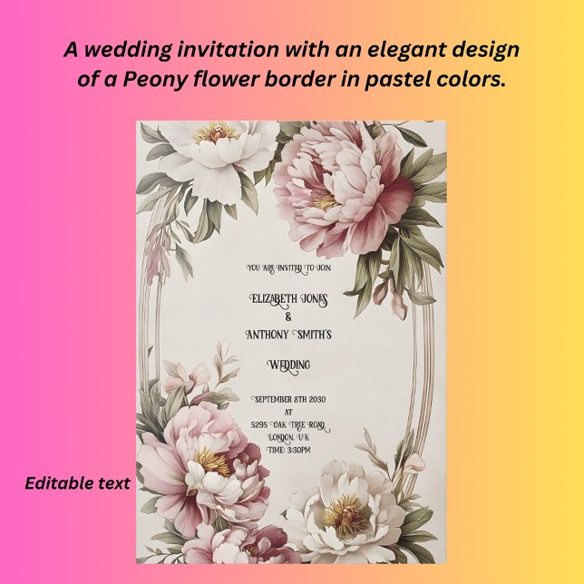Peony border wedding invitation (Creator Uploaded)
