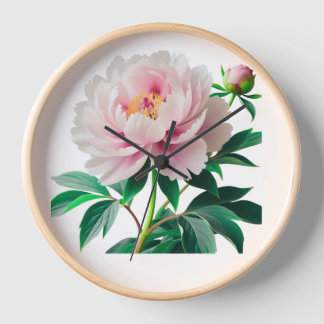 Peony Botanical Art Print Clock