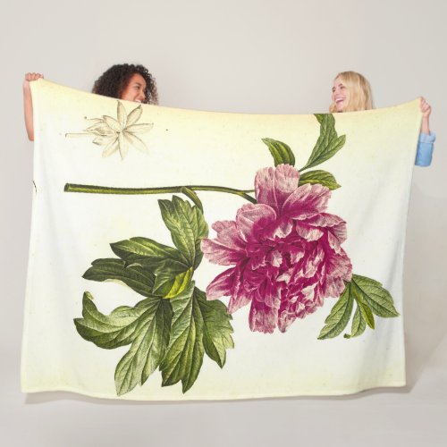 Peony Botanical Illustration Blanket