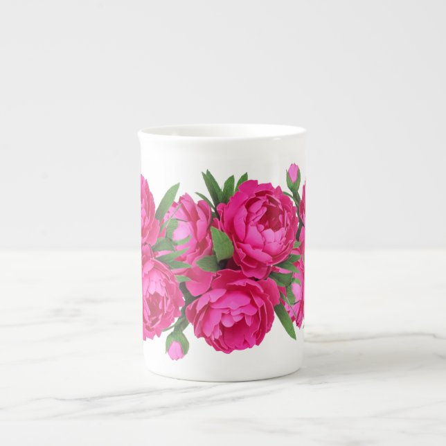 Peony Bouquet Bone China Mug (Front)