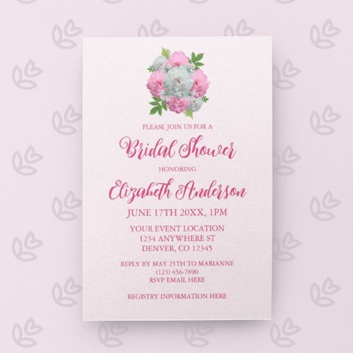 Peony Bouquet Bridal Shower Invitation