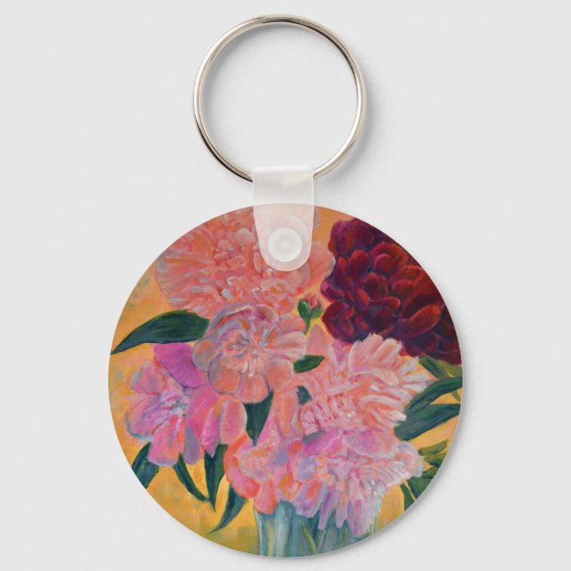 Peony bouquet - Peonies Painting  Keychain (Front)