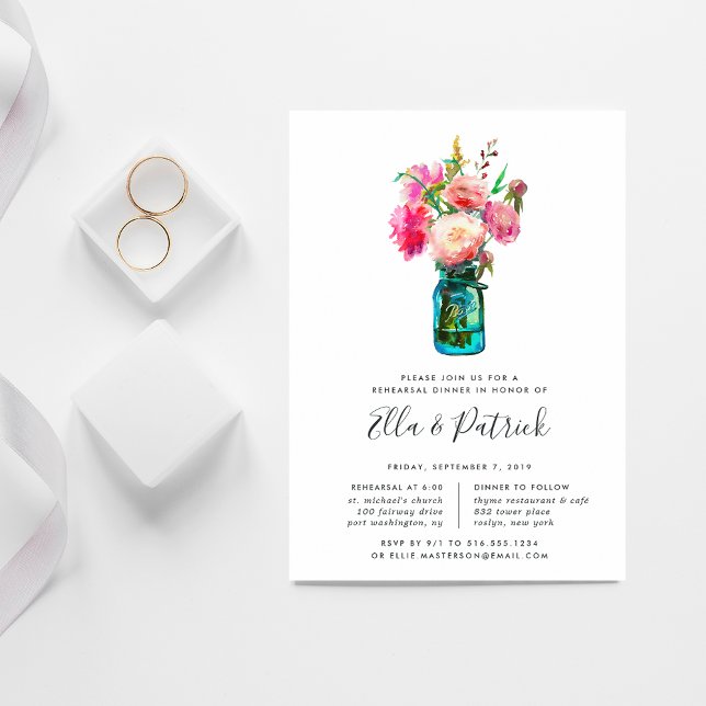 Peony Bouquet Rehearsal Dinner Invitation (Creator Uploaded)