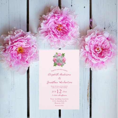 Peony Bouquet Wedding Invitation