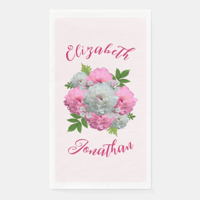 Peony Bouquet Wedding Paper Guest Towels (Front)