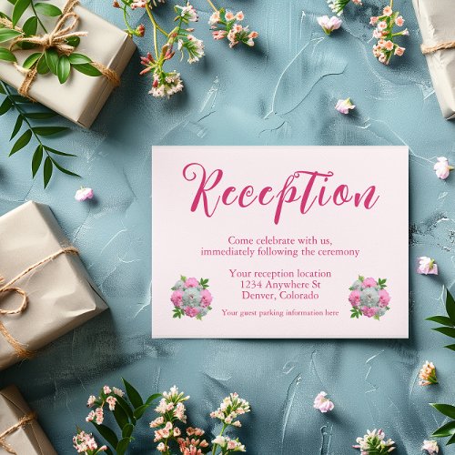 Peony Bouquet Wedding Reception Enclosure Card