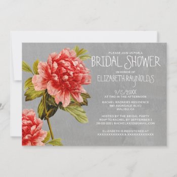 Peony Bridal Shower Invitations by topinvitations at Zazzle