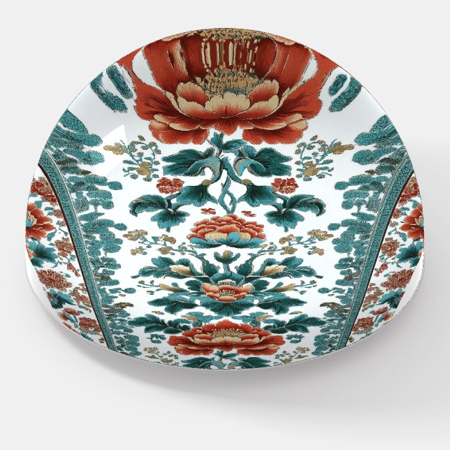 Peony Brocade Paperweight (Angled)