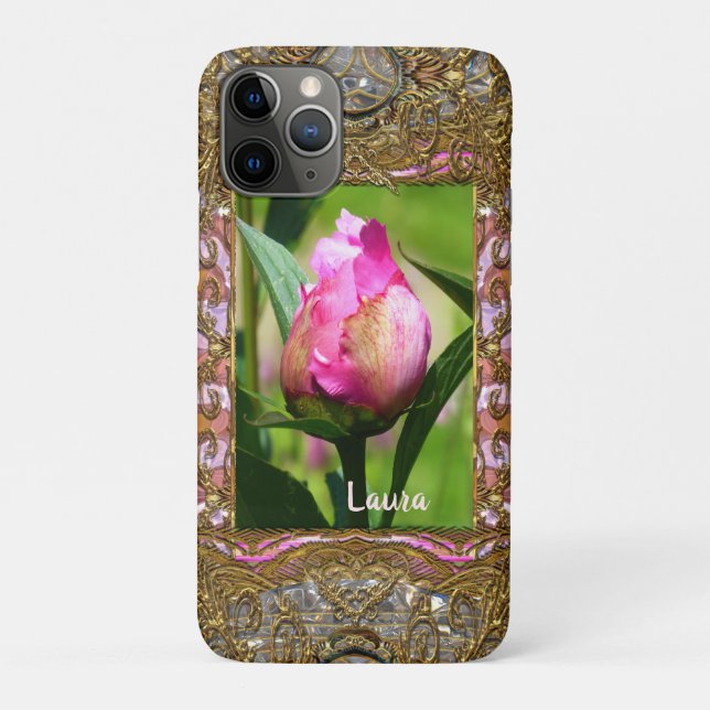 Peony Bud Monogram Case-Mate iPhone Case (Back)