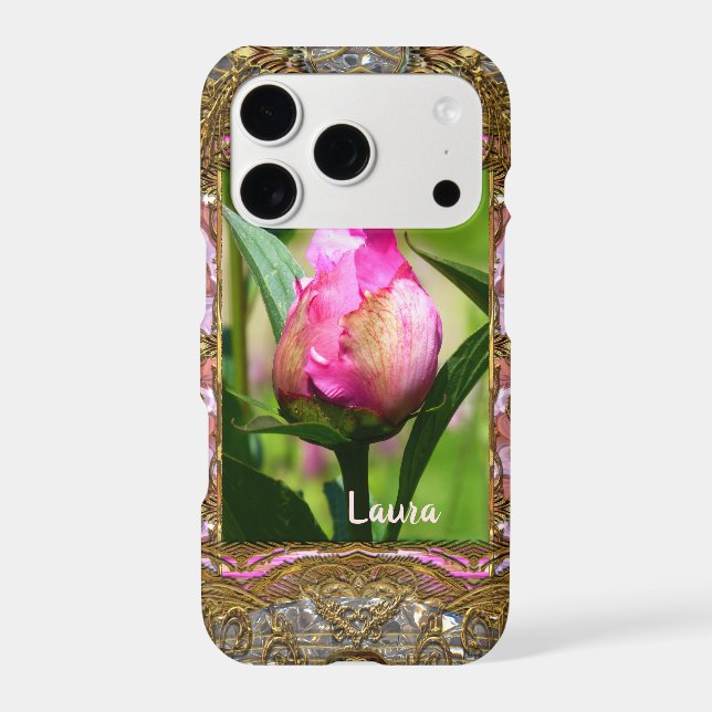 Peony Bud Monogram Iphone Case (Back)