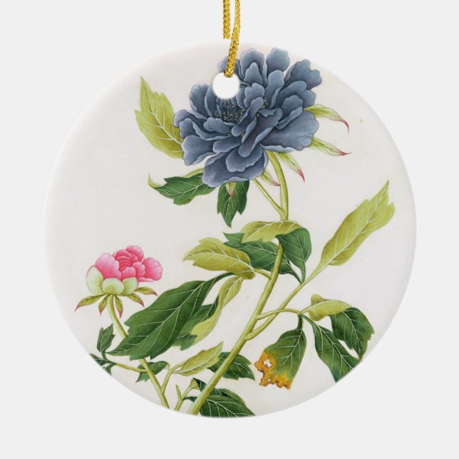 Peony Ceramic Ornament (Front)