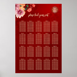 Peony Chinese Wedding Seating Chart