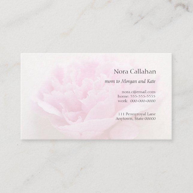 Peony closeup mom calling card (Front)