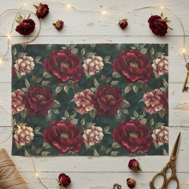 Peony Dark Romantic Burgundy  Tissue Paper (Creator Uploaded)