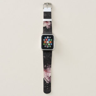 Peony Dark Wall: Painted Flower Design Apple Watch Band