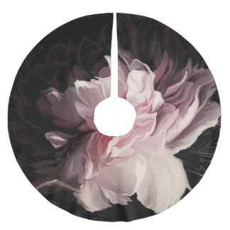 Peony Dark Wall: Painted Flower Design Brushed Polyester Tree Skirt